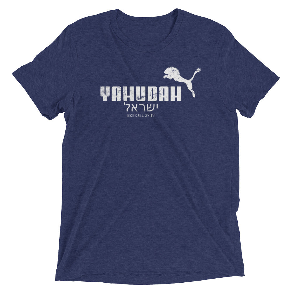 Navy blue and white Yahudah short sleeve t-shirt